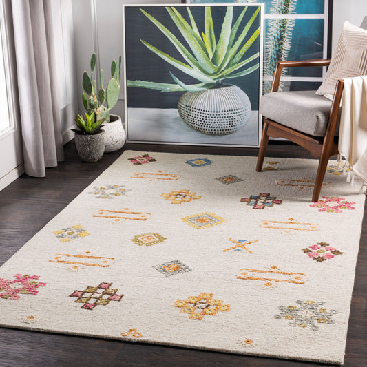 Alfombra decorativa de lana hecha a mano Sabra SAR-2303 de 2' x 3'