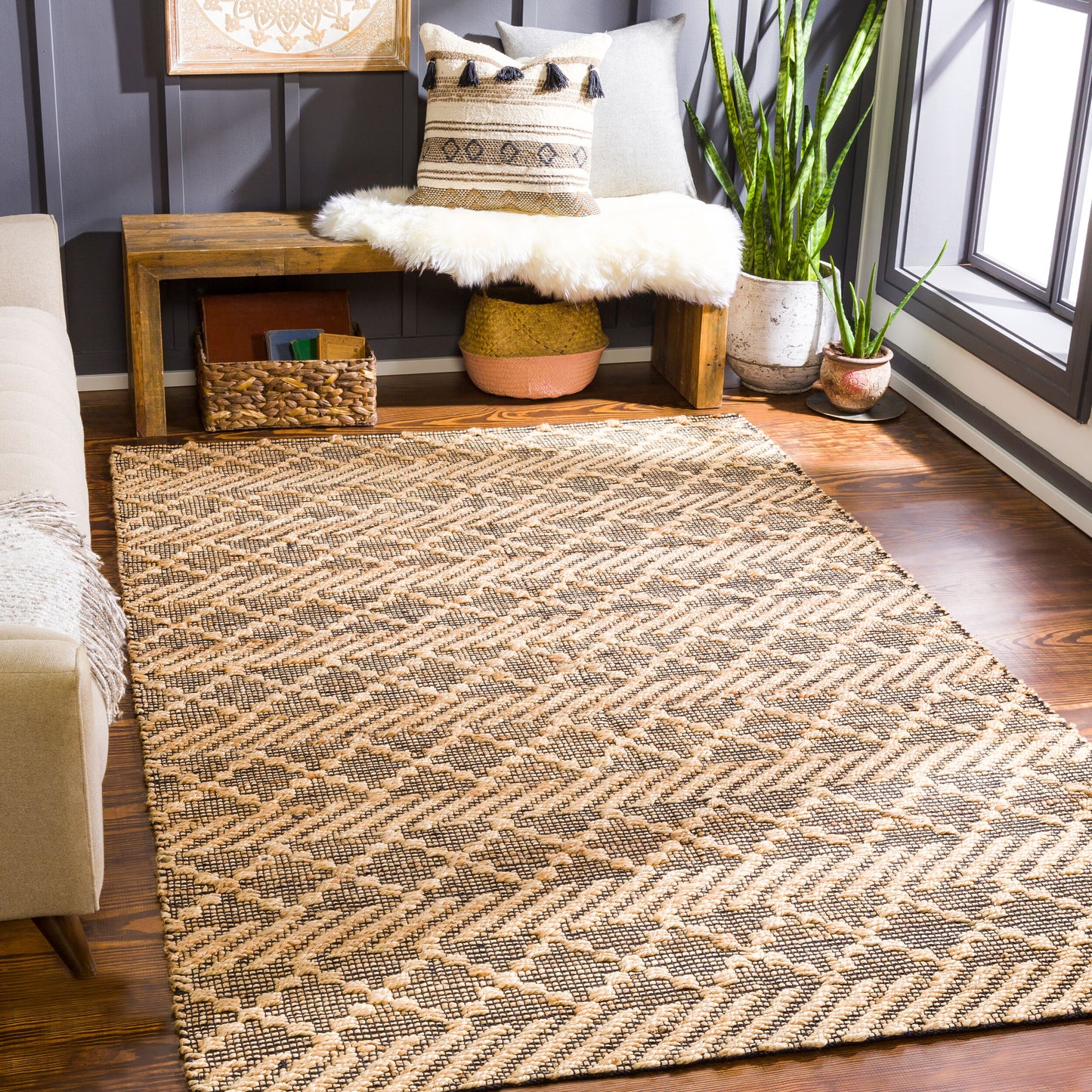 Santa Barbara SBB-2312 2' x 3' Handmade Jute Accent Rug