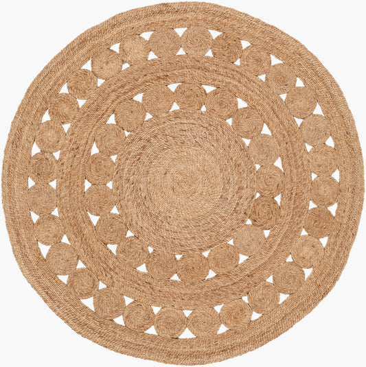 Alfombra redonda de yute Sundaze SDZ-1008 de 1,5 m, hecha a mano
