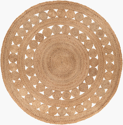 Alfombra redonda de yute Sundaze SDZ-1008 de 2,4 m, hecha a mano