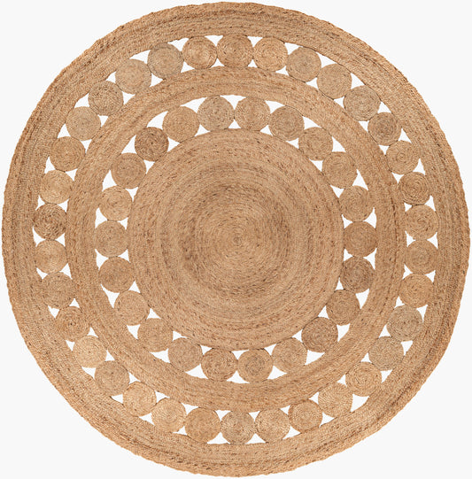 Alfombra redonda de yute Sundaze SDZ-1008 de 2,4 m, hecha a mano