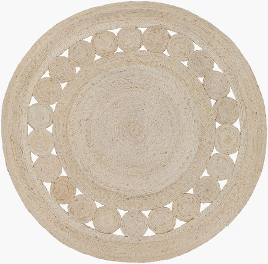 Alfombra redonda de yute Sundaze SDZ-1009 de 1,5 m, hecha a mano