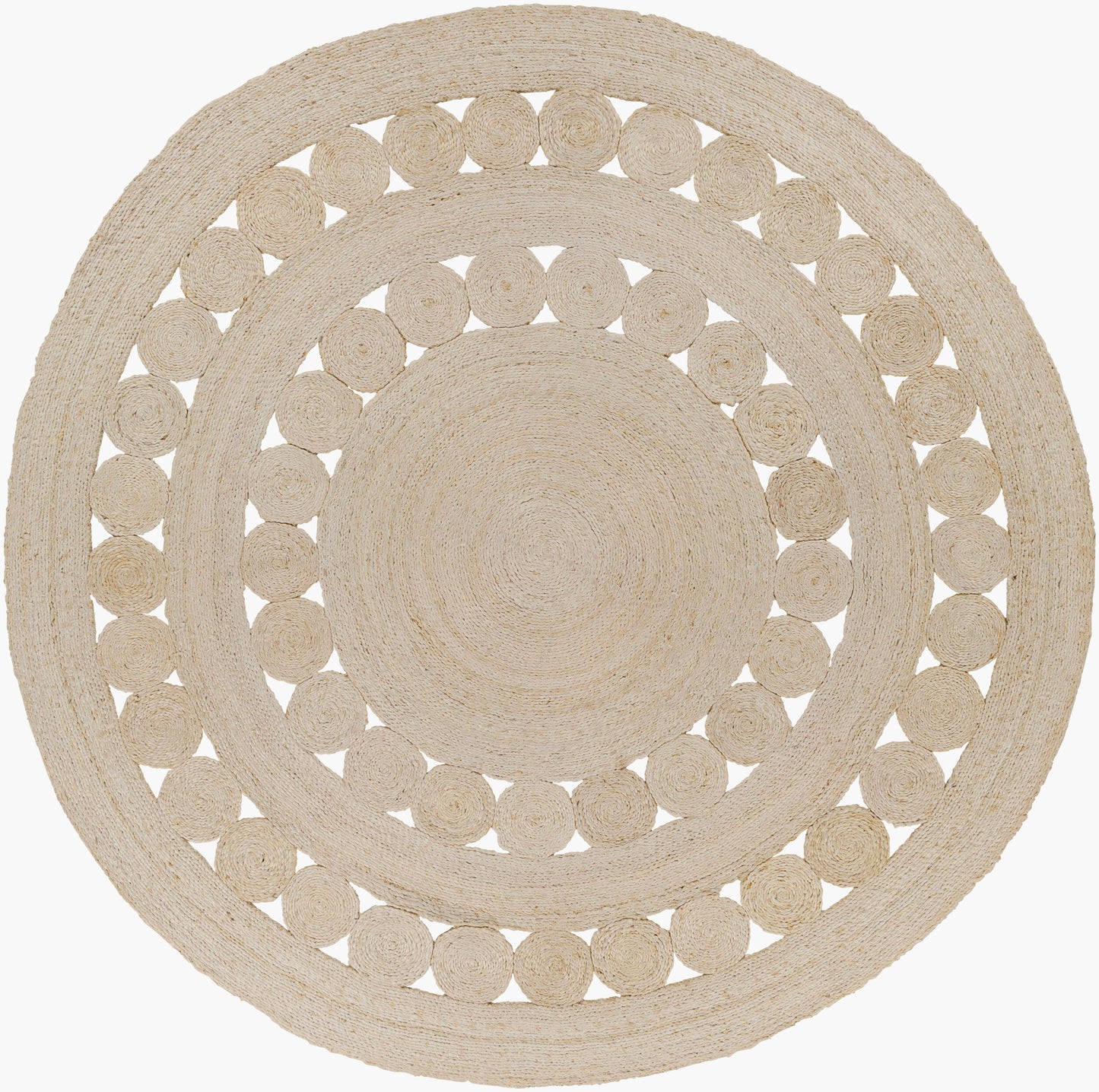 Alfombra redonda de yute Sundaze SDZ-1009 de 2,4 m, hecha a mano