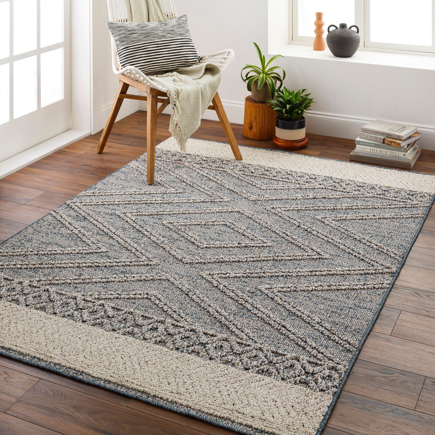 Alfombra Sarasota SSO-2305 de 1,52 m x 2,13 m, tejida a máquina, para interior y exterior