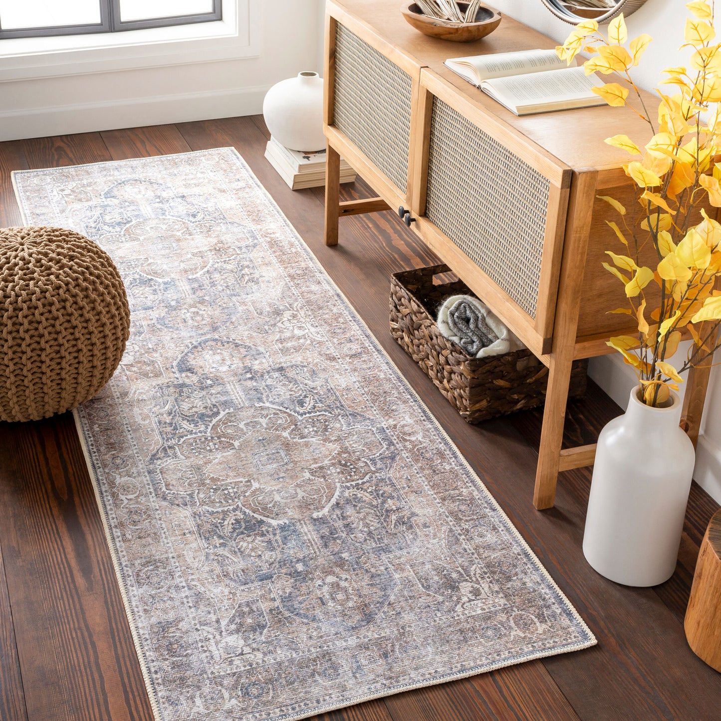 Tahmis THI-2700 8ft Runner Machine Woven Washable Runner Rug