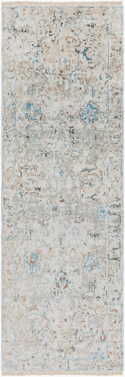 Alfombra de seda sintética Theodora THO-3008 de 2,4 m, hecha a mano