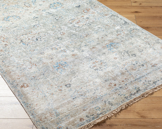 Theodora THO-3008 4' x 6' Handmade Faux Silk Area Rug