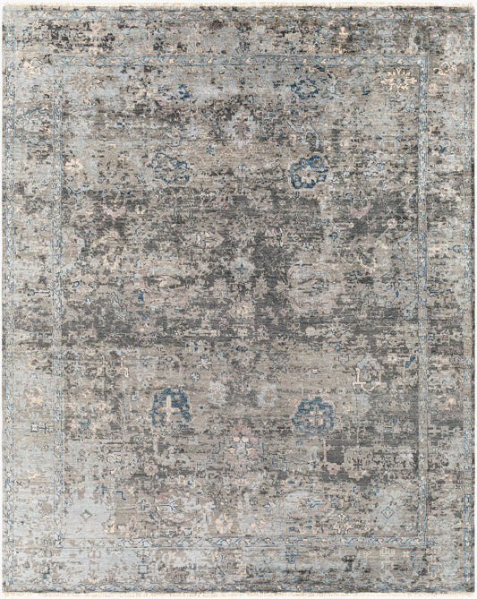 Alfombra de seda sintética hecha a mano Theodora THO-3009 de 2,44 m x 3 m