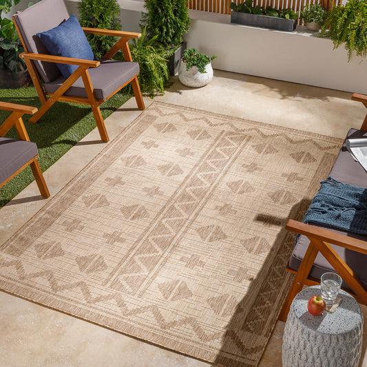 Alfombra Tuareg TRG-2311 de 1,83 m x 2,74 m, tejida a máquina, para interior y exterior