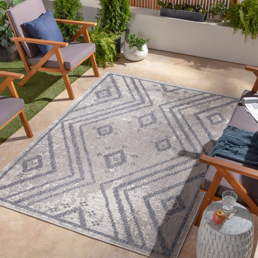 Alfombra Tuareg TRG-2312 de 1,83 m x 2,74 m, tejida a máquina, para interior y exterior