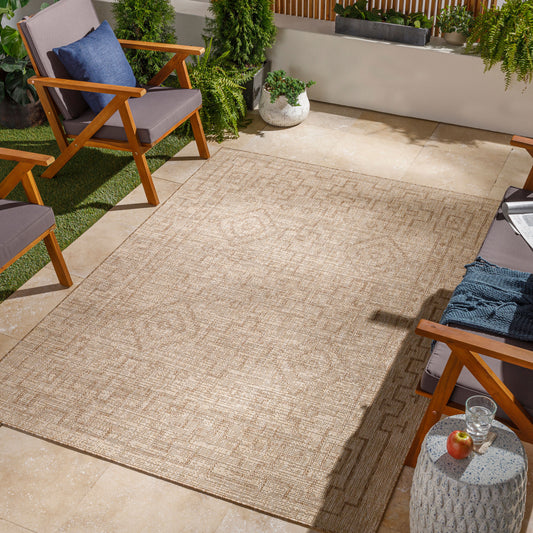 Alfombra Tuareg TRG-2317 de 1,52 m x 2,13 m, tejida a máquina, para interior y exterior