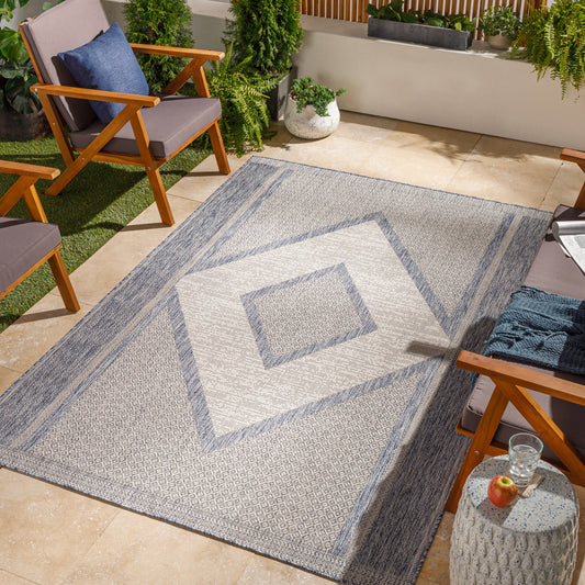 Alfombra Tuareg TRG-2332 de 1,52 m x 2,13 m, tejida a máquina, para interior y exterior