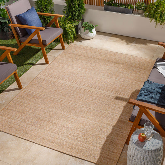 Alfombra Tuareg TRG-2339 de 2,7 x 3,6 m, tejida a máquina, para interior y exterior