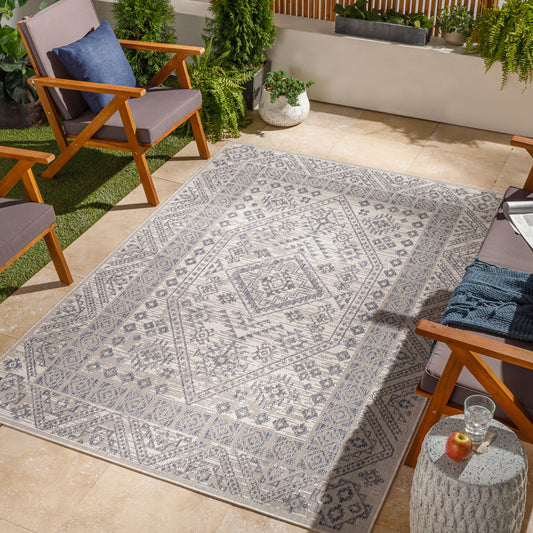 Alfombra Tuareg TRG-2340 de 1,52 m x 2,13 m, tejida a máquina, para interior y exterior
