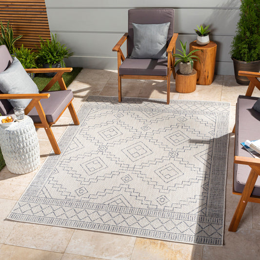 Alfombra Tuareg TRG-2356 de 1,52 m x 2,13 m, tejida a máquina, para interior y exterior