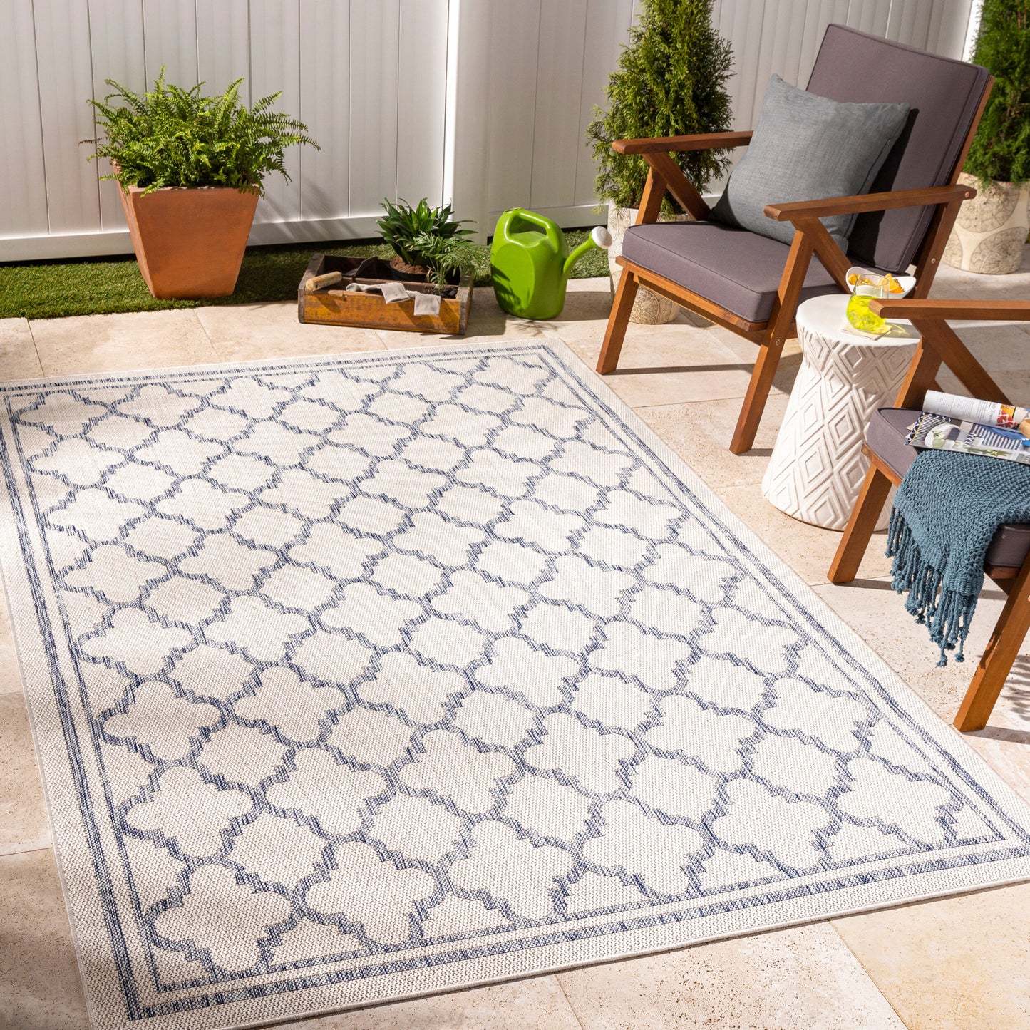 Alfombra Tuareg TRG-2375 de 1,52 m x 2,13 m, tejida a máquina, para interior y exterior