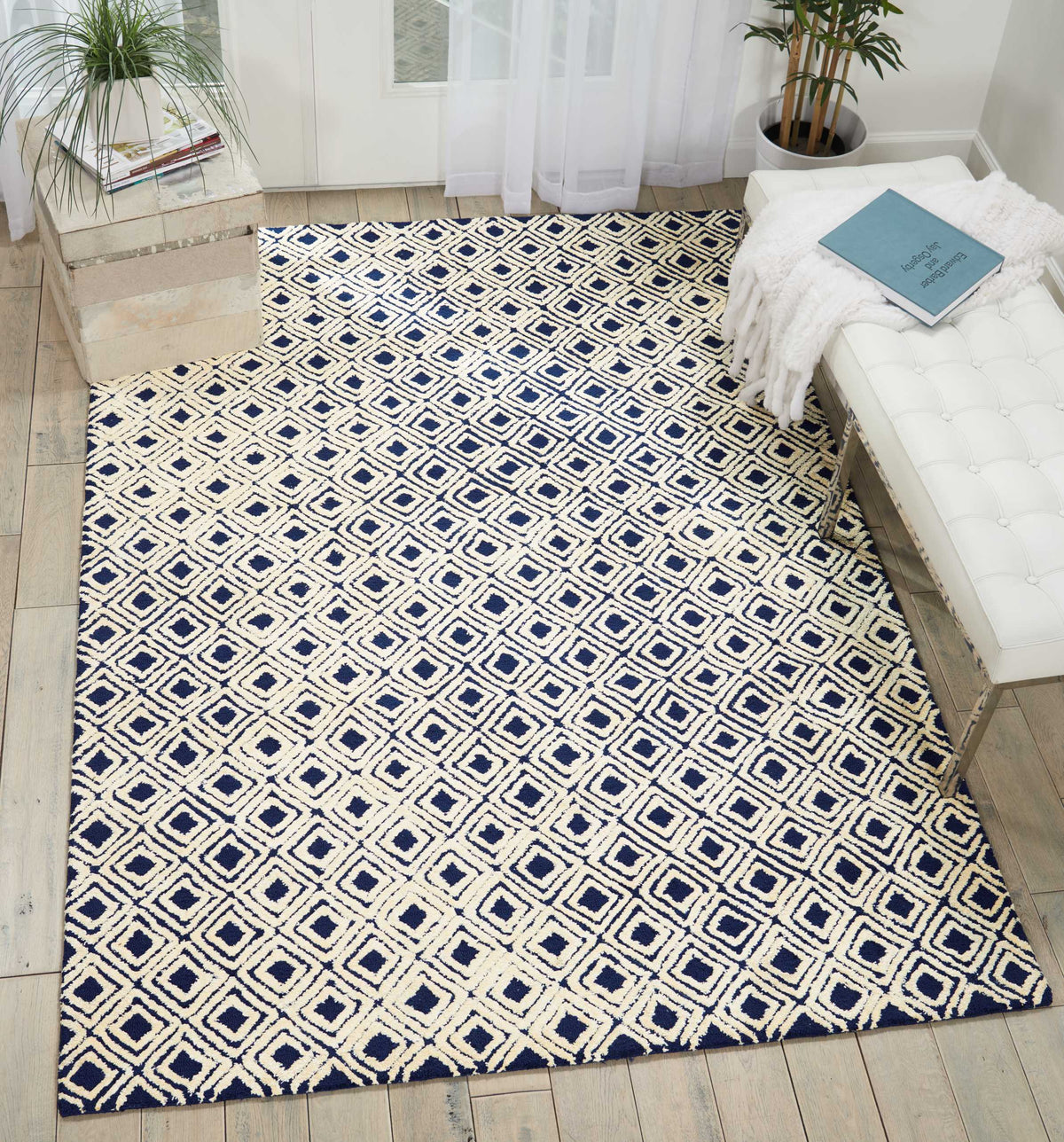 Deco Mod DEC02 Navy Ivory Tufted Rug