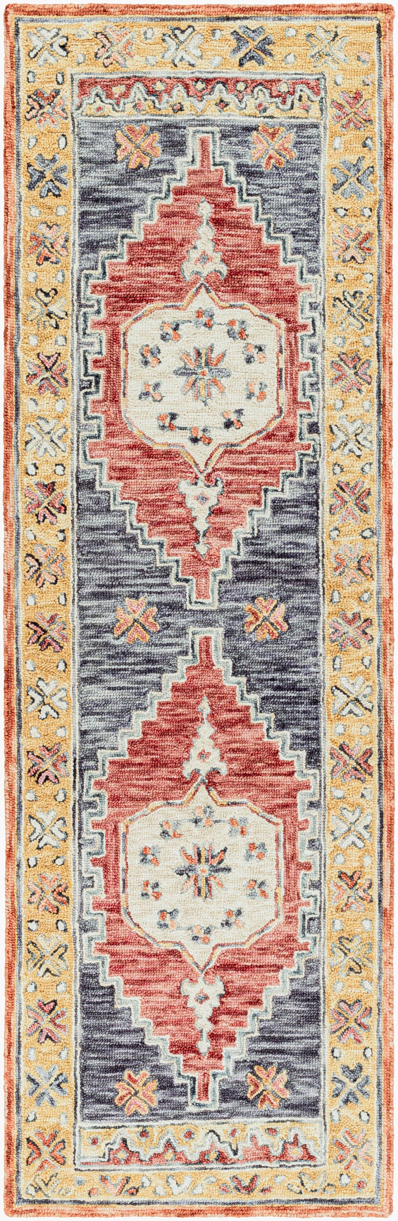 Urfa URF-2305 8ft Runner Handmade Wool Runner Rug