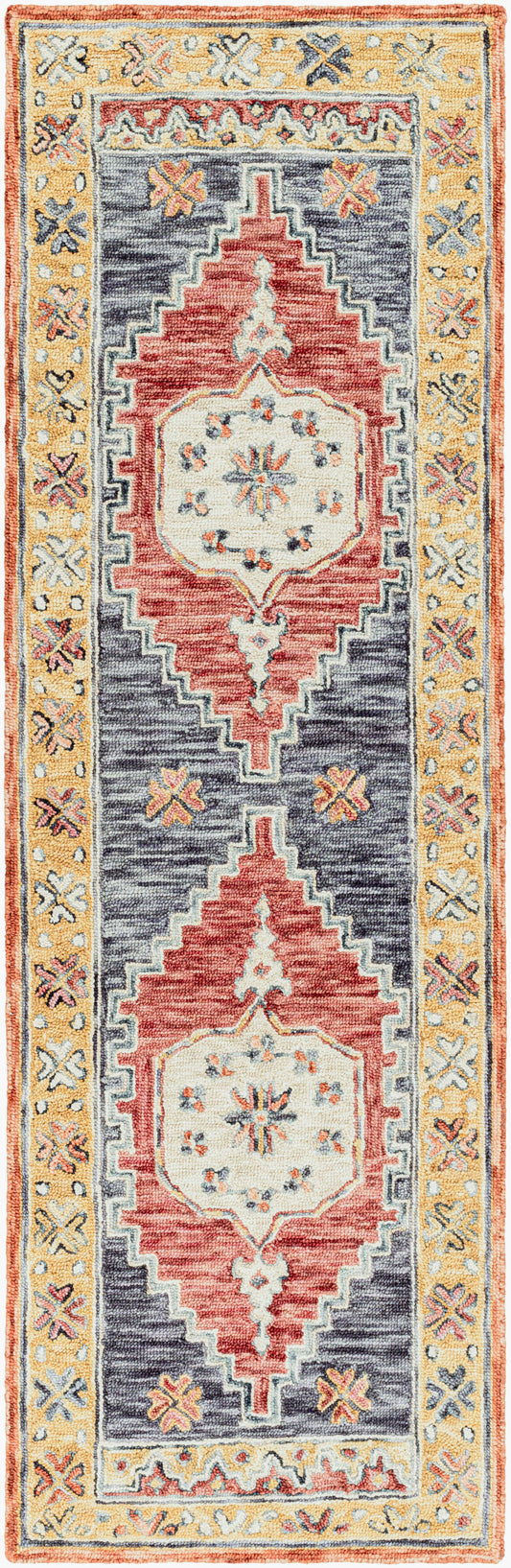 Urfa URF-2305 8ft Runner Handmade Wool Runner Rug
