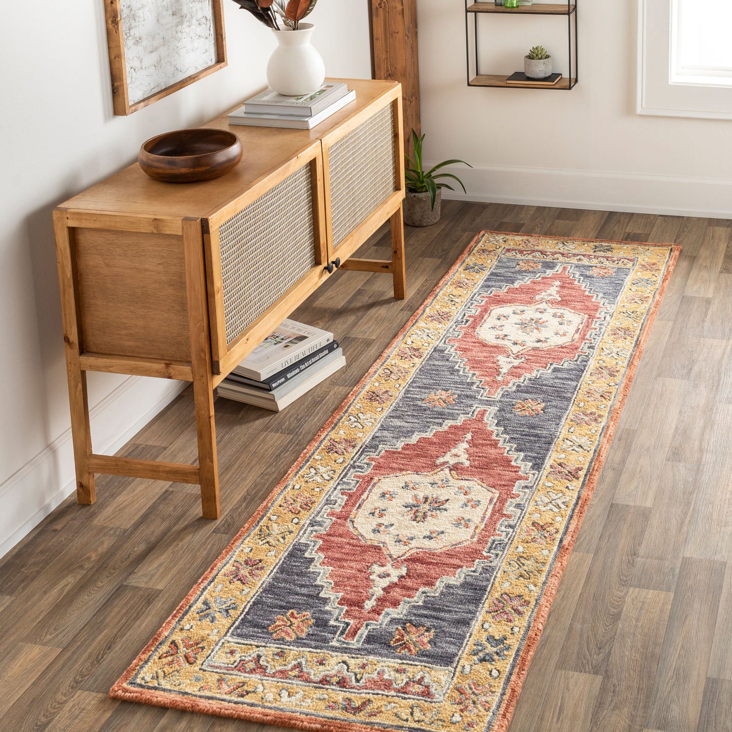 Urfa URF-2305 8ft Runner Handmade Wool Runner Rug
