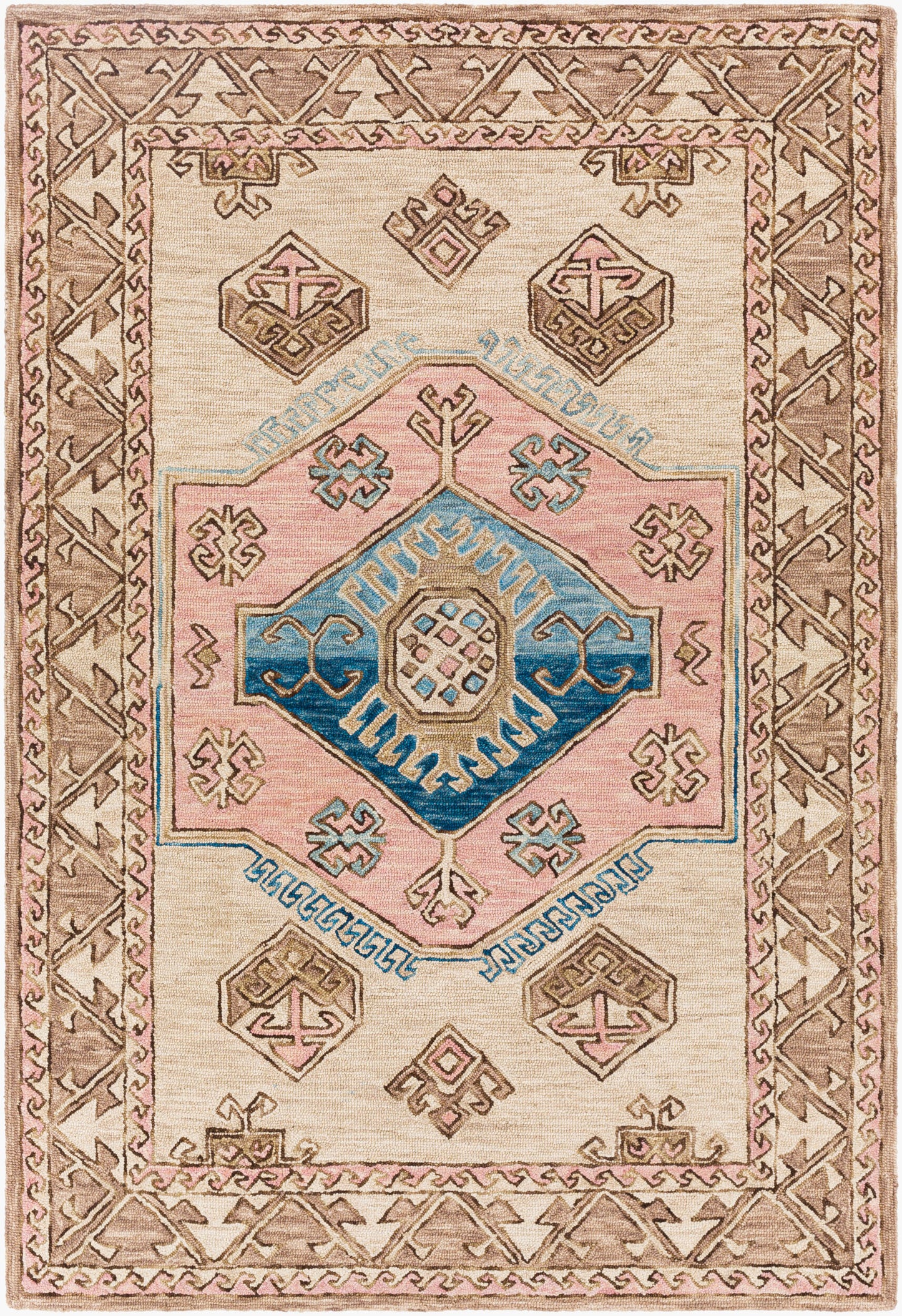 Urfa URF-2307 Alfombra decorativa de lana hecha a mano de 2' x 3'