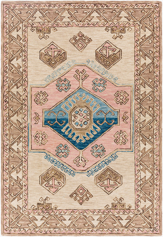 Urfa URF-2307 Alfombra decorativa de lana hecha a mano de 2' x 3'