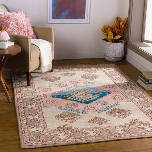 Urfa URF-2307 Alfombra decorativa de lana hecha a mano de 2' x 3'
