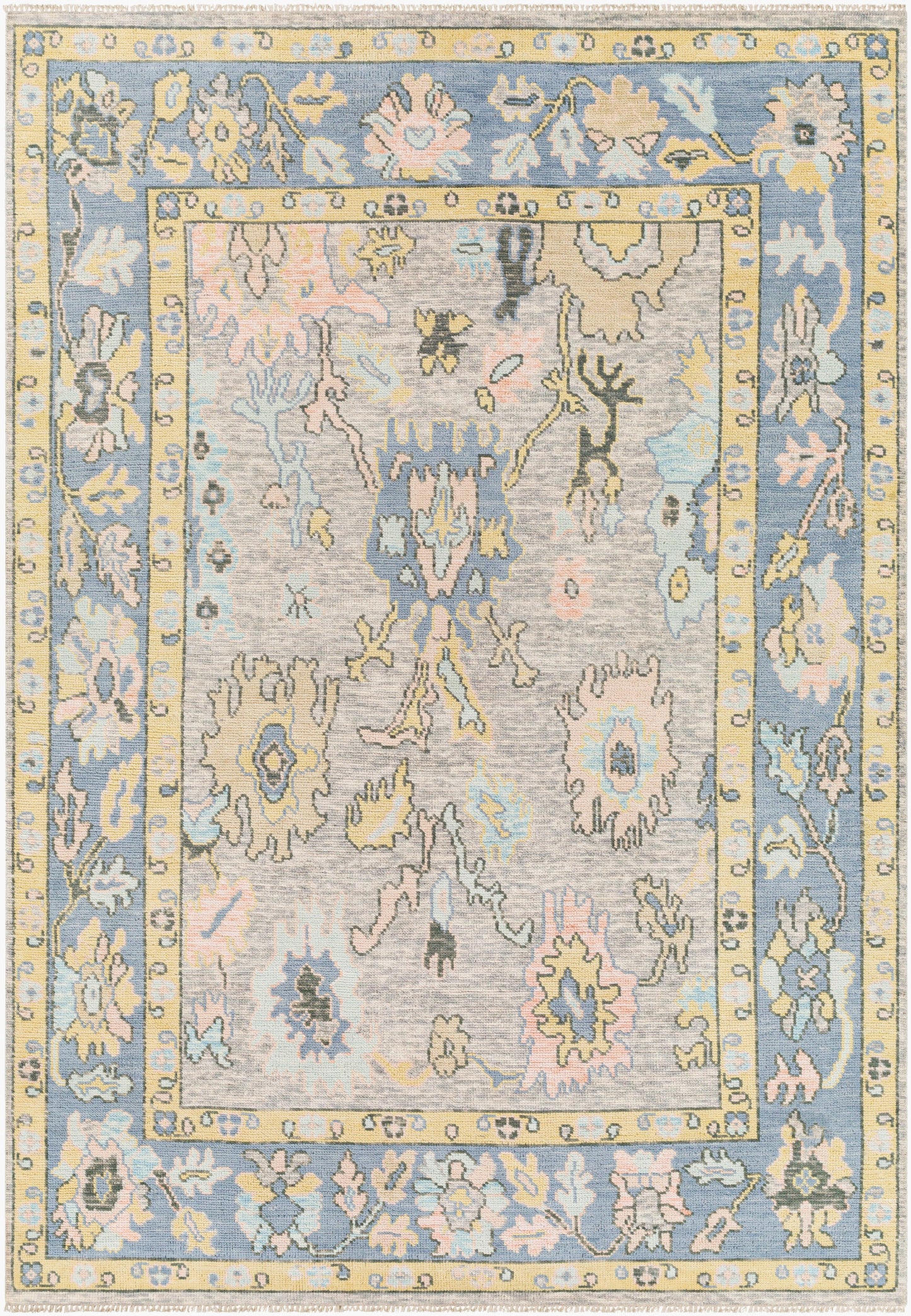Alfombra de lana hecha a mano Ushak USK-2303 de 2,7 x 3,6 m