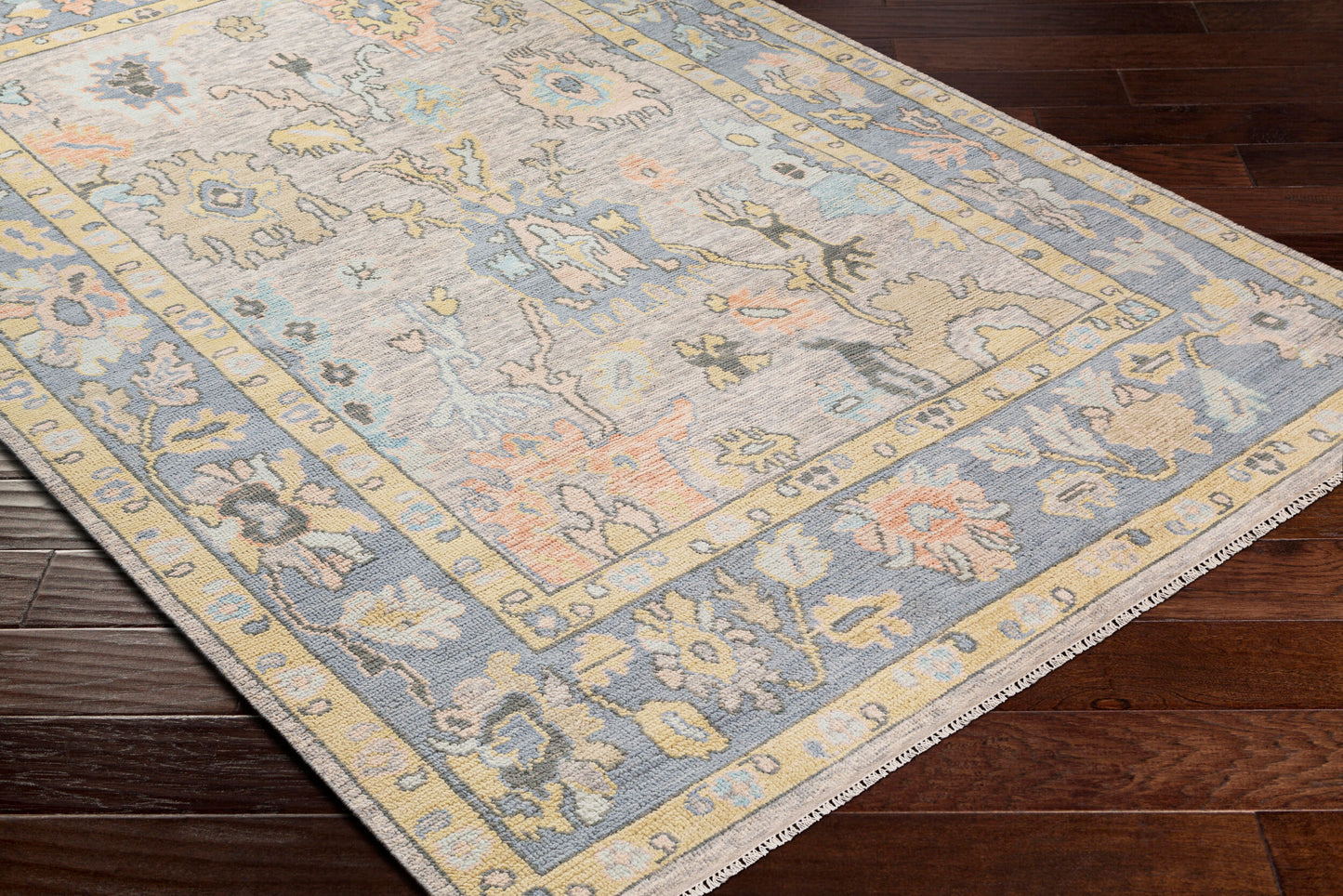 Alfombra de lana hecha a mano Ushak USK-2303 de 2,7 x 3,6 m