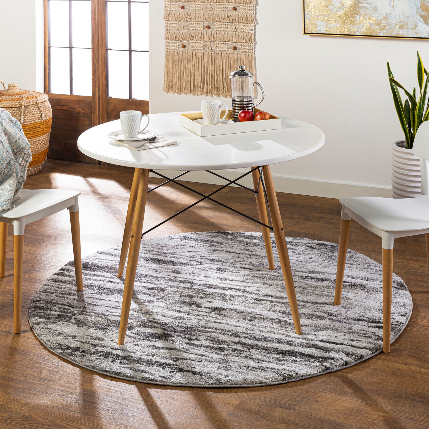 Venice VNE-2301 8ft Round Machine Woven Area Rug