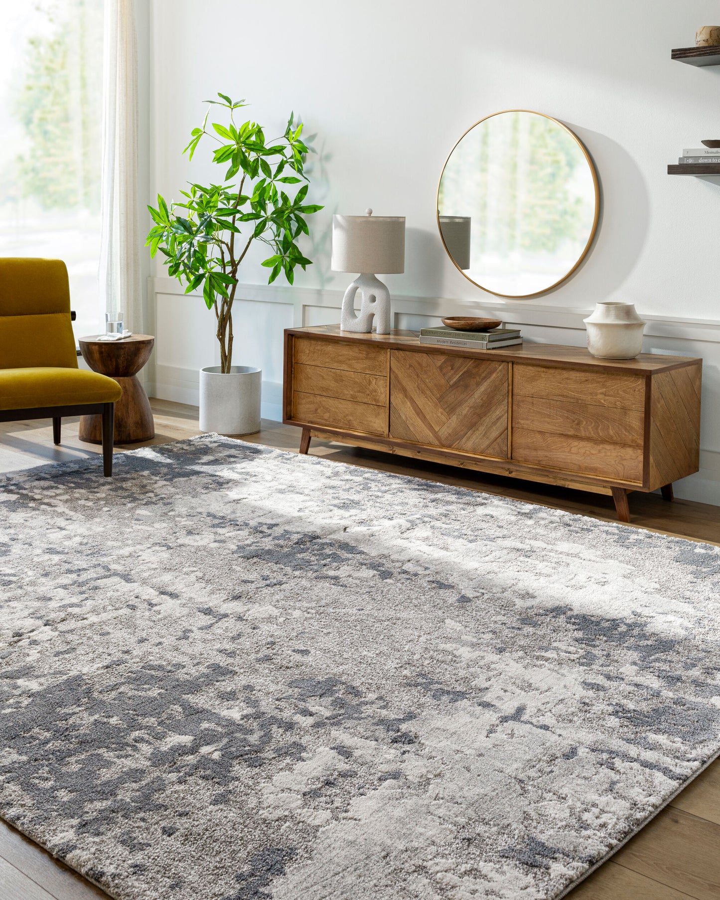 Venice VNE-2304 8ft Round Machine Woven Area Rug