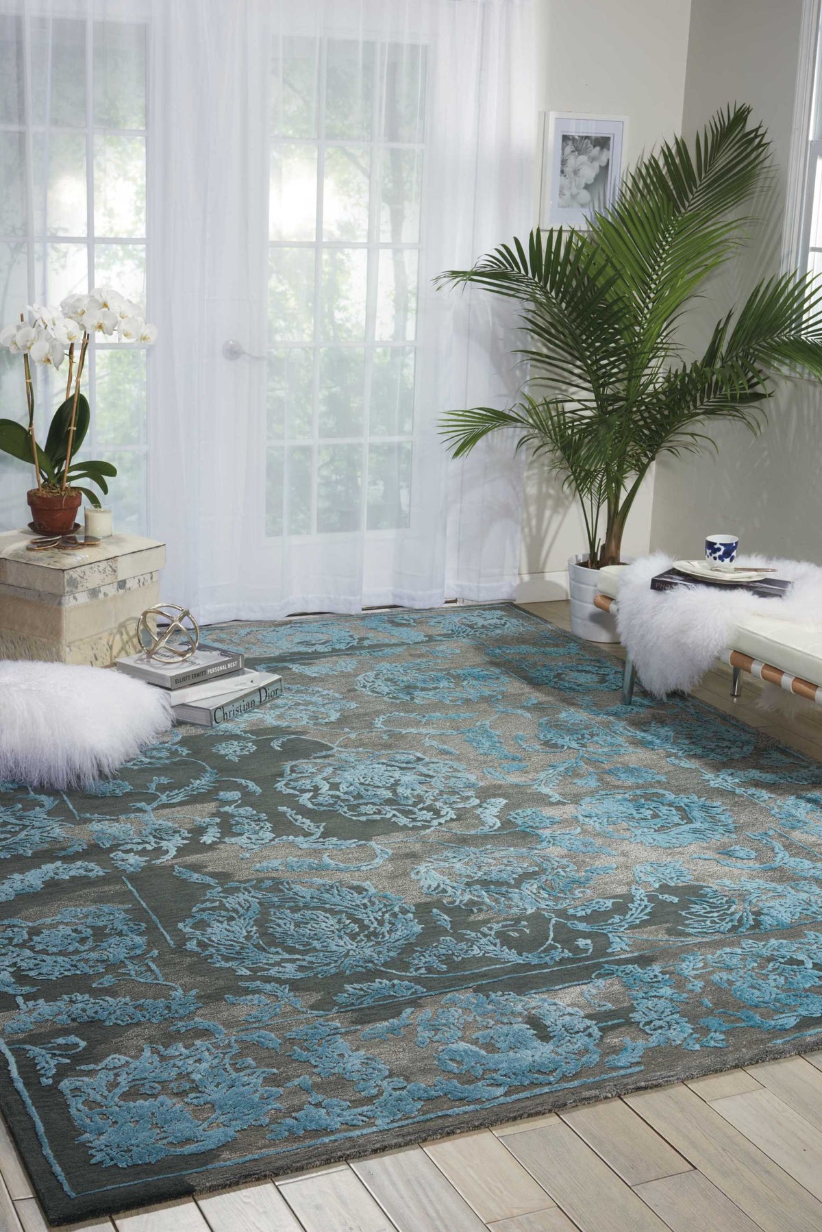 Opaline OPA12 Charcoal Blue Tufted Rug