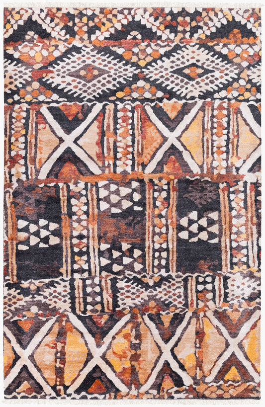 Zambia ZAM-1001 2' x 3' Handmade Faux Silk Accent Rug