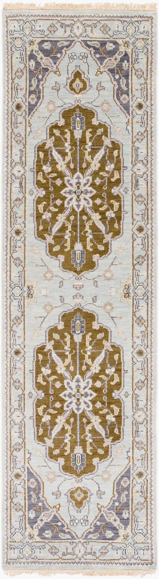 Zeus ZEU-7823 Alfombra de pasillo de lana hecha a mano de 8 pies