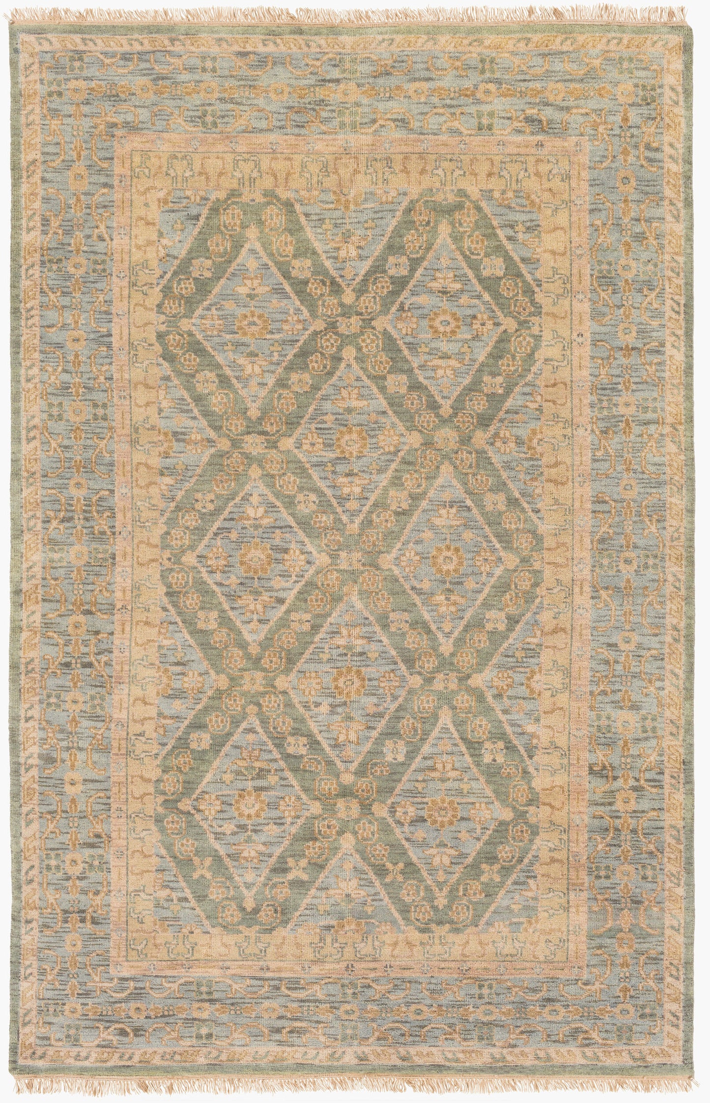 Zeus ZEU-7826 Alfombra de lana hecha a mano de 5' x 9'