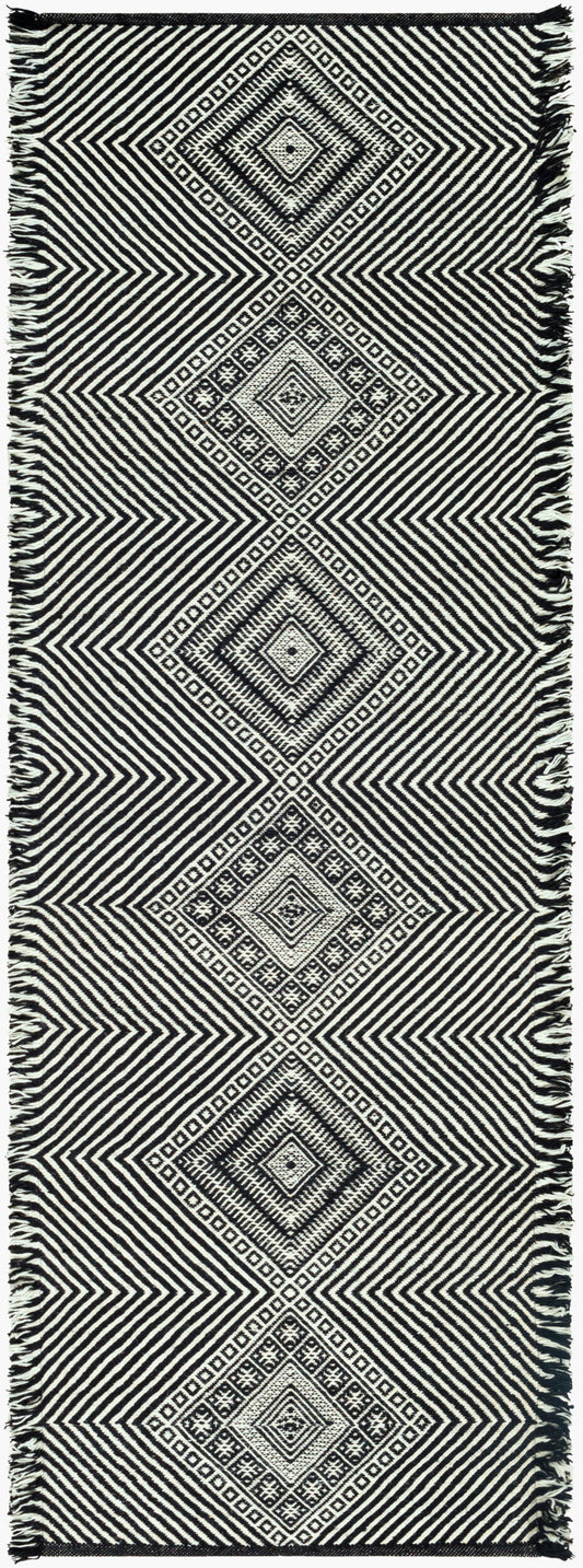 Zanafi ZNF-2302 8ft Runner Handmade Wool Runner Rug