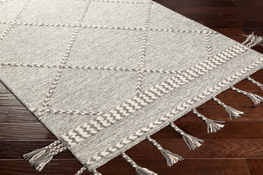 Alfombra decorativa de lana hecha a mano con borlas Zanafi ZTS-2306 de 2' x 3'
