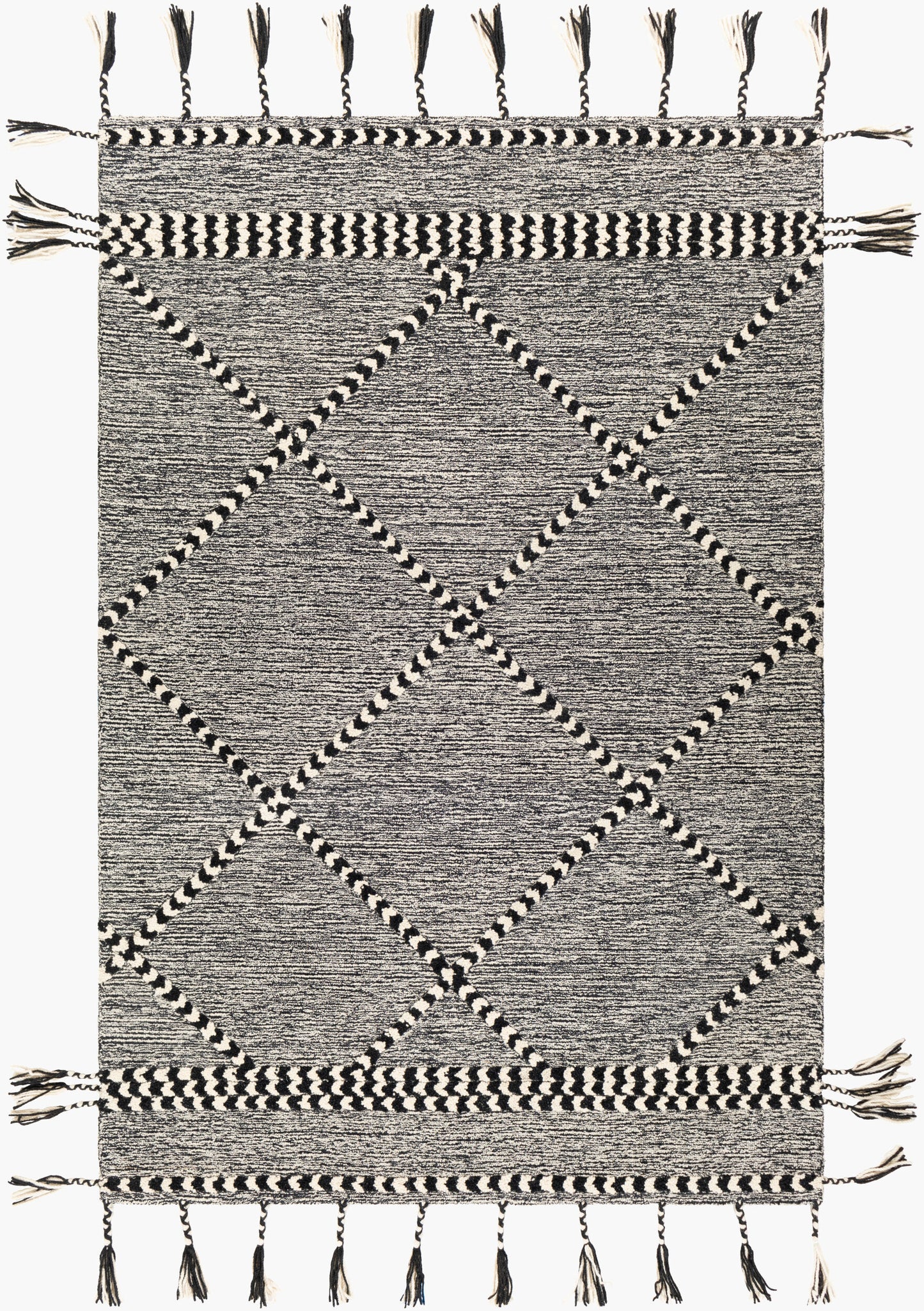 Alfombra de lana hecha a mano con borlas Zanafi ZTS-2307 de 2,7 x 3,6 m