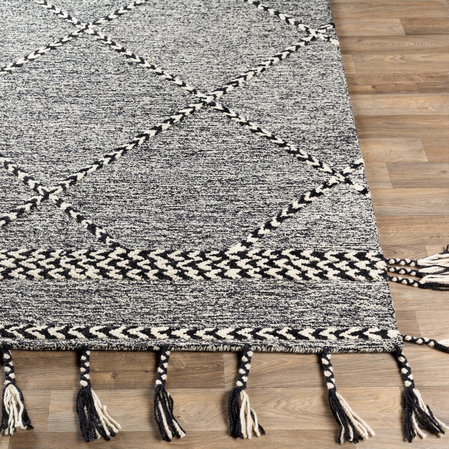 Alfombra de lana hecha a mano con borlas Zanafi ZTS-2307 de 2,7 x 3,6 m