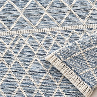 Close-up of the cotton flatweave and fringe on the Nadine NDD-2301 hand-woven rug